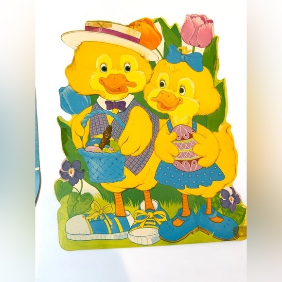 Vintage Eureka Die Cut Easter Egg And Duck Couple Decor - Picture 2 of 7
